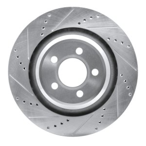Chrysler 300 Brake Rotor (1) - Rear Left - R1 Concepts - Drilled & Slotted - Silver - `05-`23